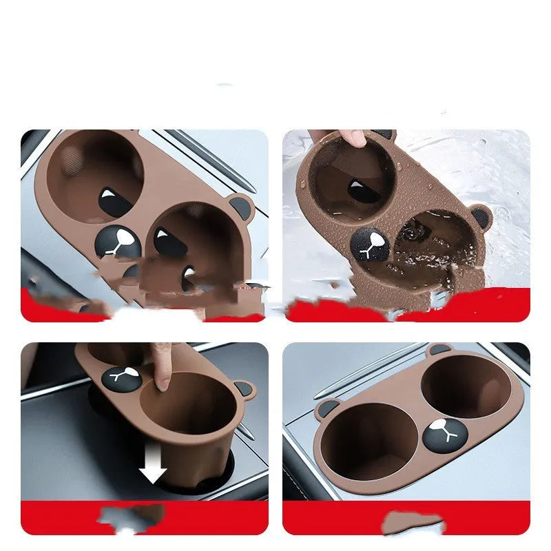 Grey silicone car cup holder stabiliser insert for central console