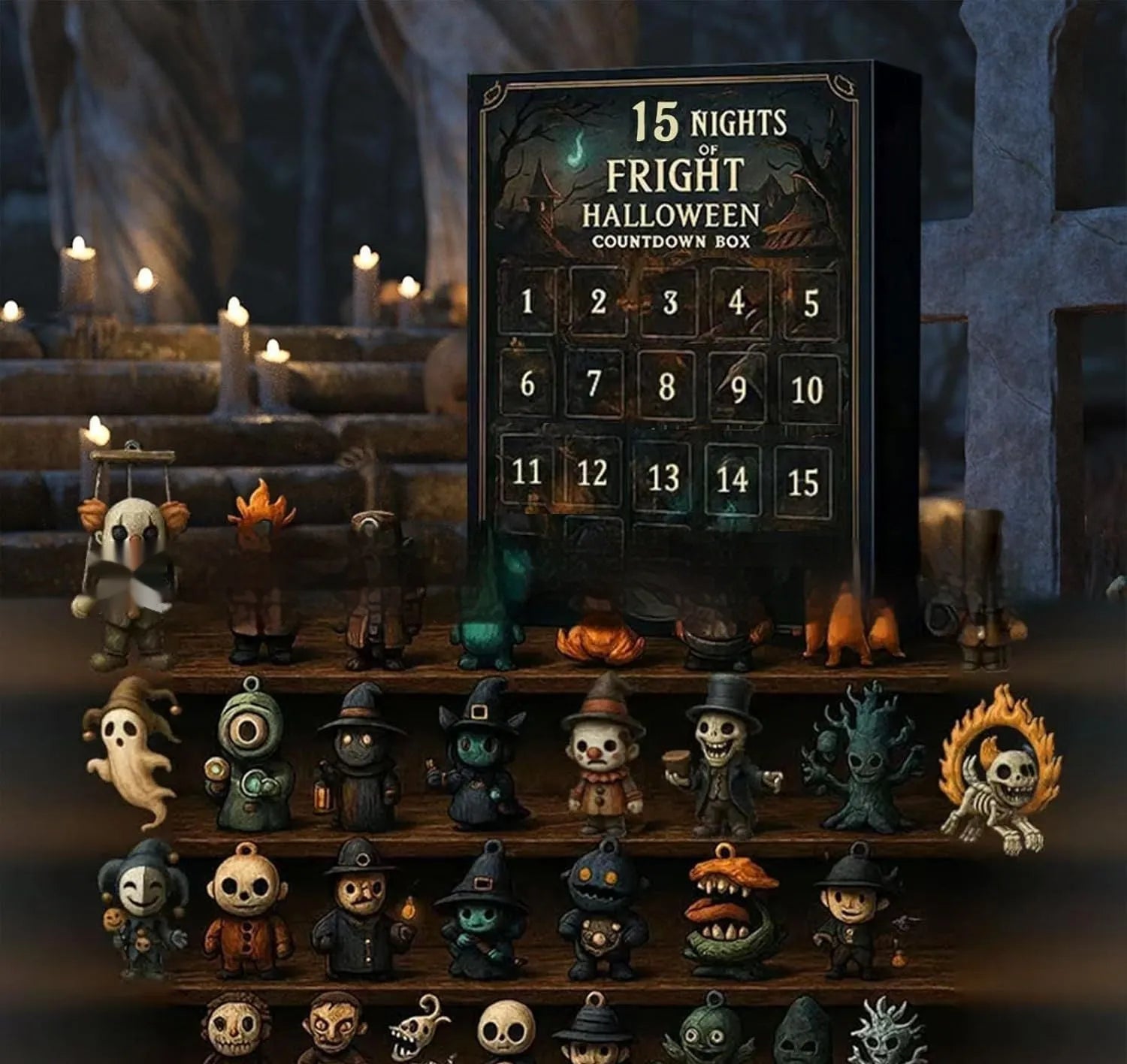 Halloween horror blind box advent calendar countdown box in plastic and resin