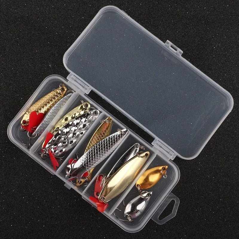 Pineapple sequin fishing lure set with metal components and gold silver colour options