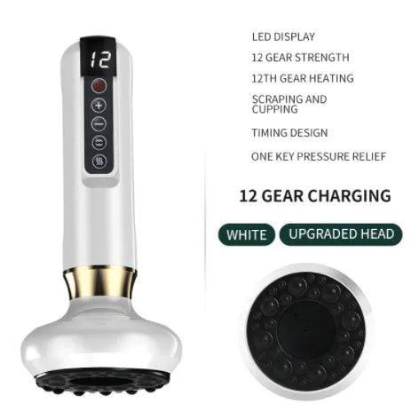 Green electric vacuum cupping massager with adjustable suction and infrared heating functions
