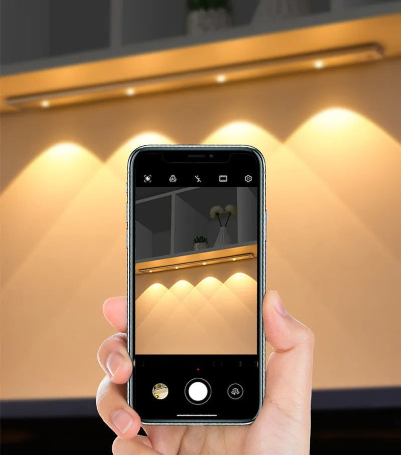 Rechargeable hill projection light strip in modern minimalist design with magnetic mounting