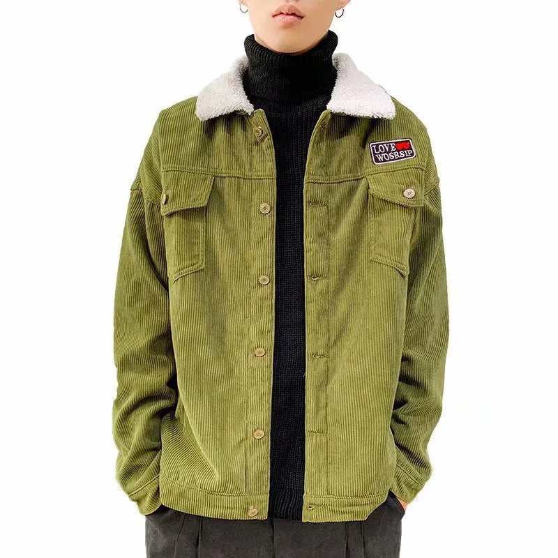 Men's corduroy workwear jacket in loose fit with regular sleeves
