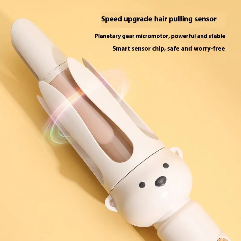 Beige anion automatic hair curler with negative ion technology and hair stick accessory
