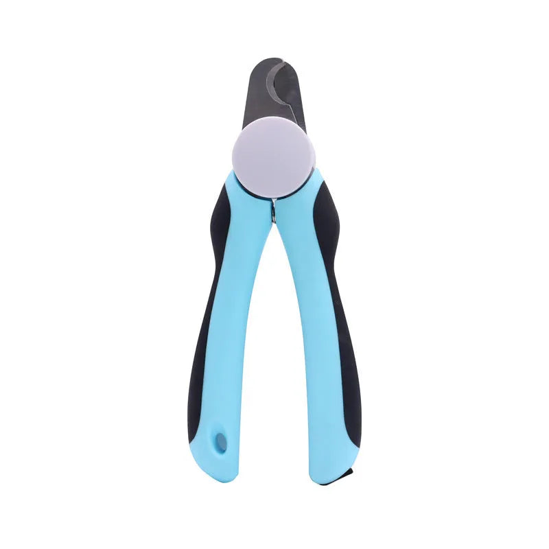 Blue heavy-duty dog nail clippers with safety guard for large dogs and thick nails
