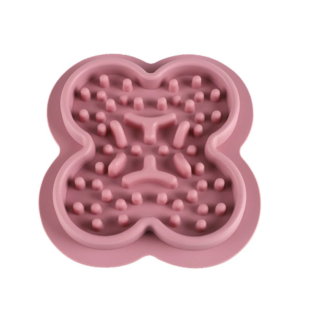 Silicone pet licking mat with textured surface for slow feeding cats and dogs