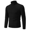 Men's slim fit chenille turtleneck pullover in dark gray on a hanger
