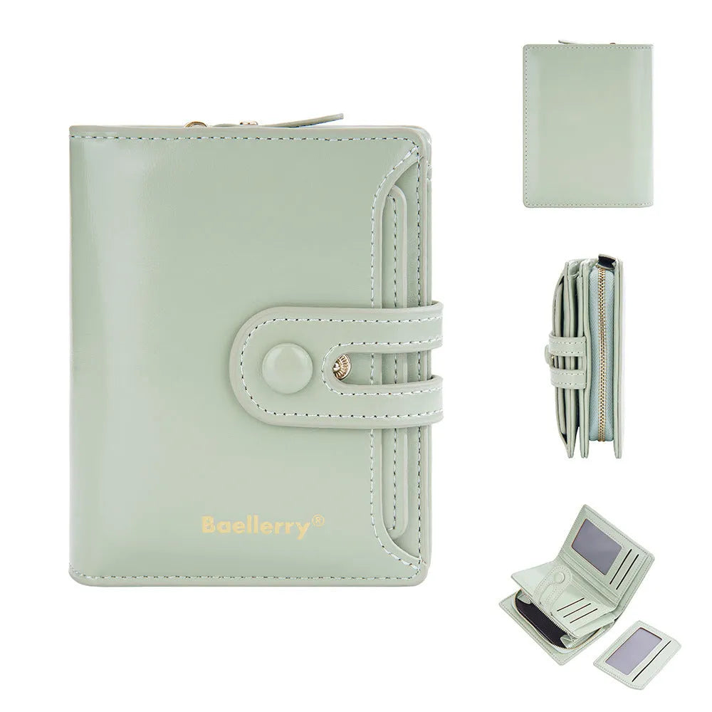 Women's PU leather wallet card holder in a choice of eight colours including black, white, blue, and red.