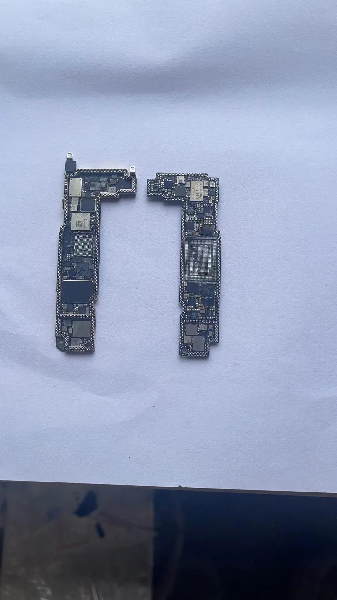 iPhone 13 Pro mini replacement motherboard upper and lower board sections with bottom ID chip