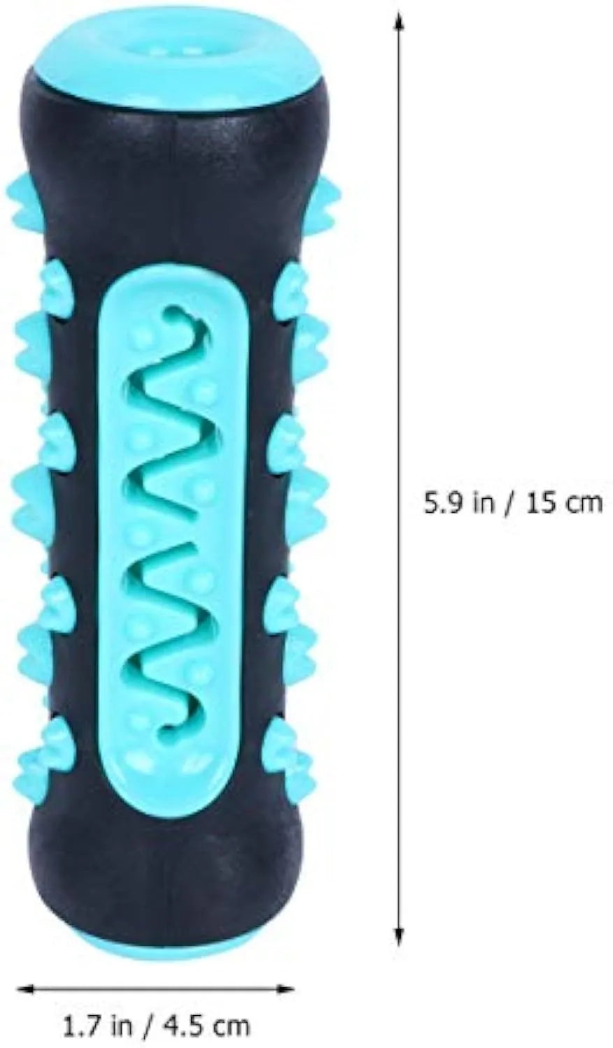 15 cm natural rubber dog dental chew toy in blue, green, yellow, or black blue for teeth cleaning