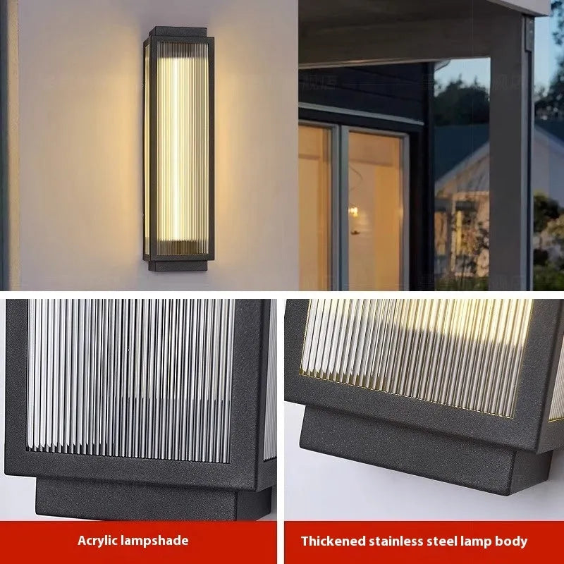 Stainless steel outdoor wall lamp waterproof for garden courtyard lighting