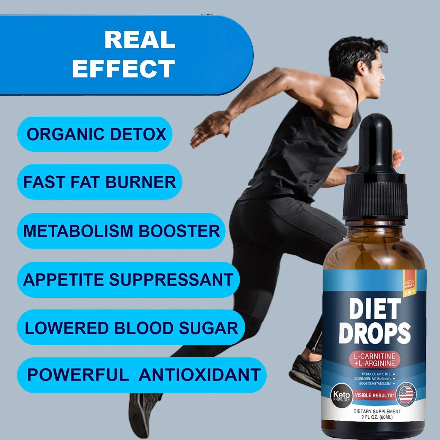 60ml bottle of ketone drops dietary supplement with refrigeration storage recommendation