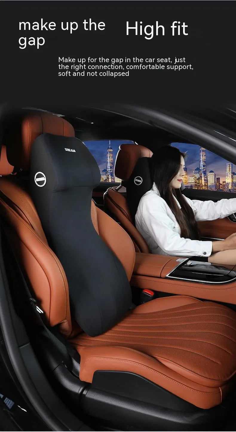 Automotive memory foam headrest and lumbar support cushion in multiple colour options