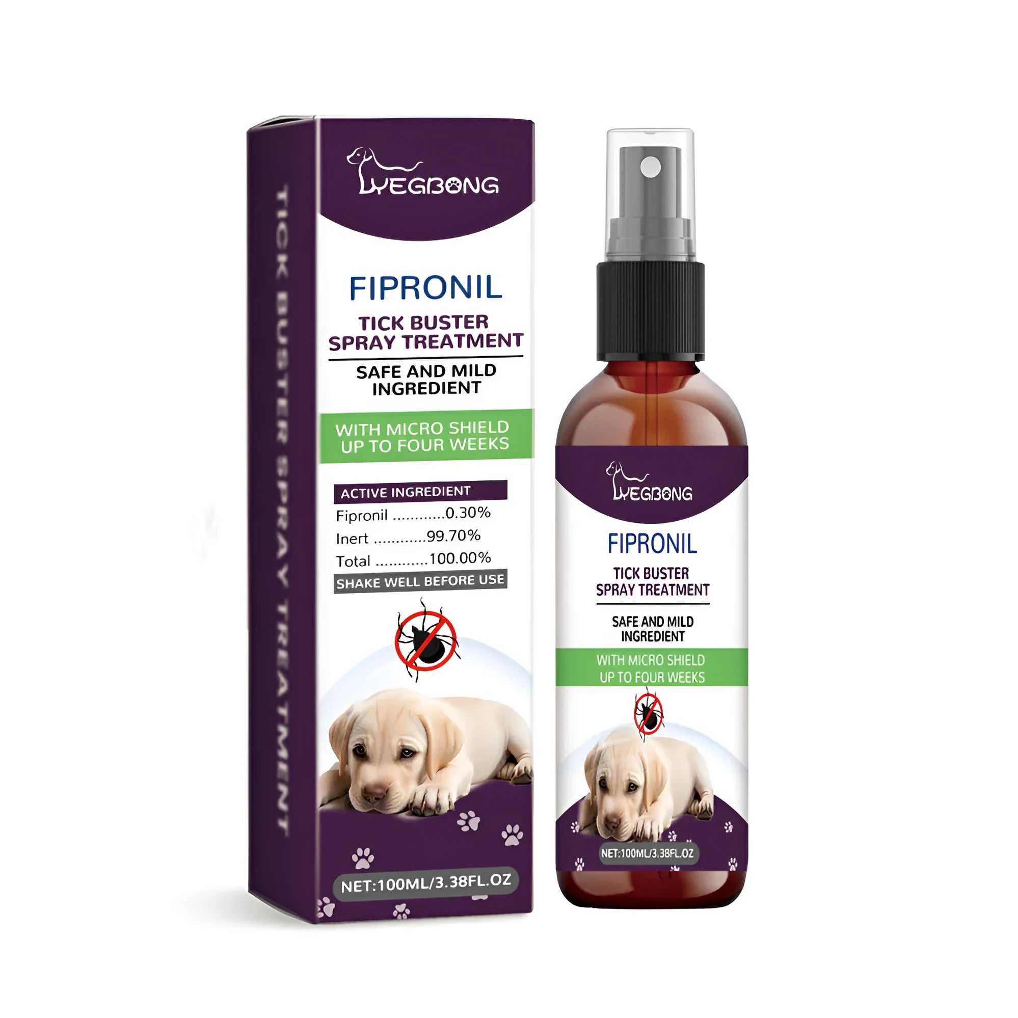 100ml pet bug spray bottle with botanical extracts including mint and honeysuckle