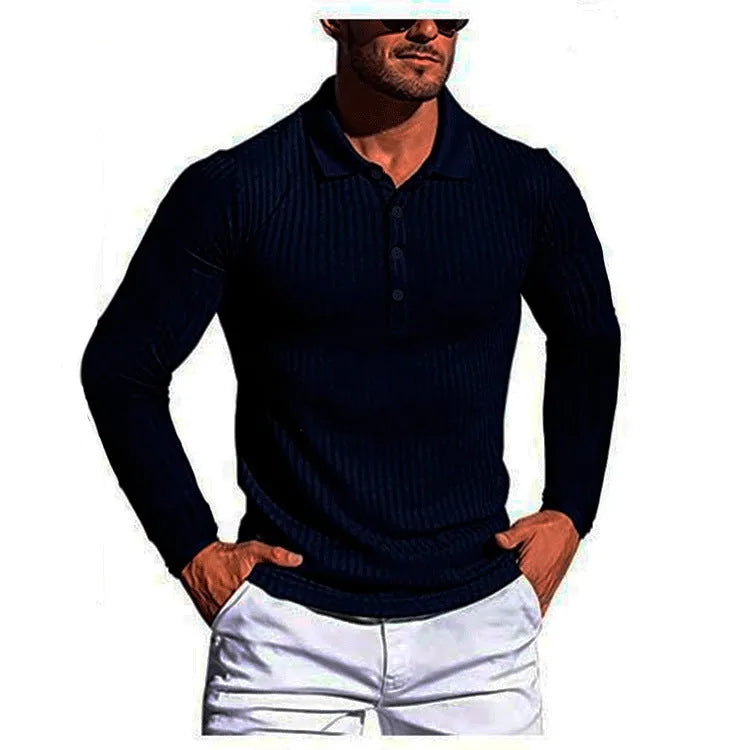 Men's striped short sleeve knit shirt in high elastic polyester fabric available in multiple colours