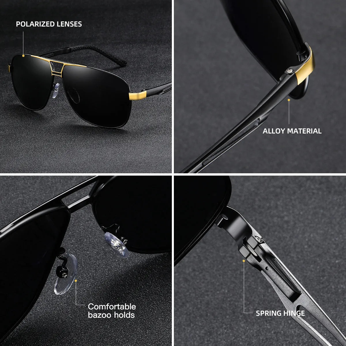 Men's orange red polarised aviator sunglasses with metal frame and HD lenses