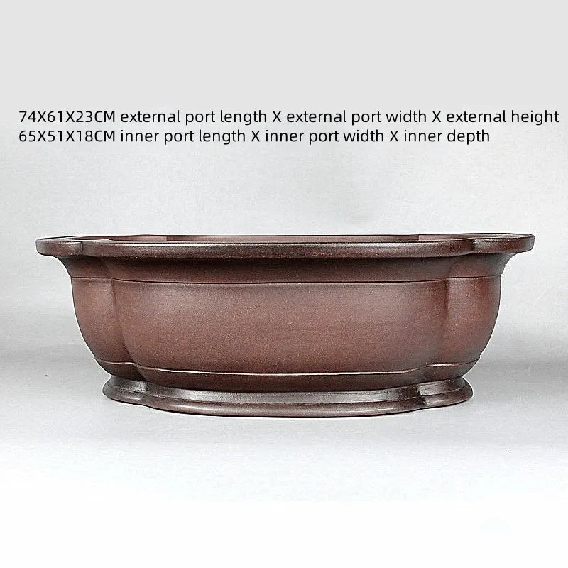 Handmade antique crabapple shaped purple clay flowerpot measuring 74cm long