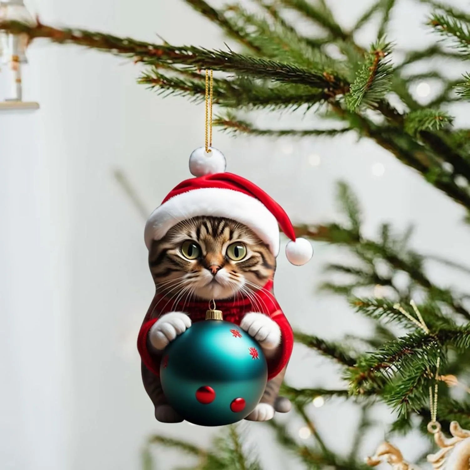 Christmas kitty cat acrylic car hanging ornament for interior decoration
