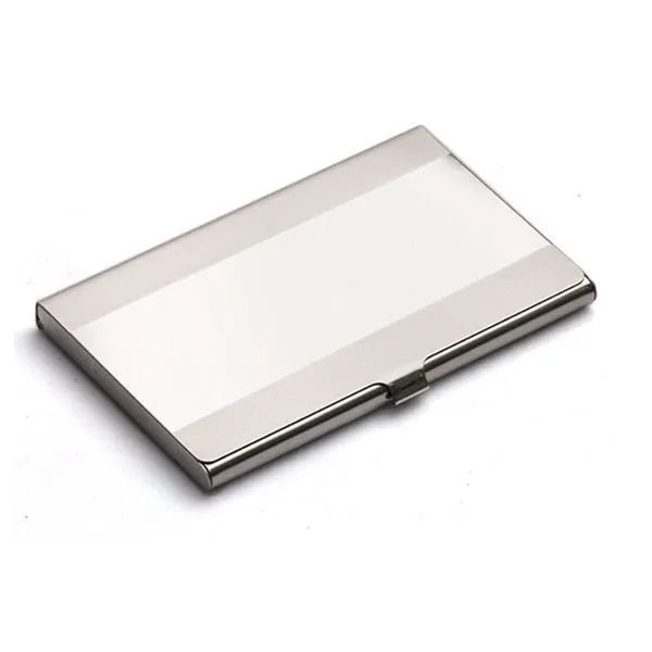 304 stainless steel business card case with geometry design measuring 92.5 × 58 × 6 mm