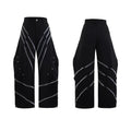 Men's trousers with metal striped rivet pleated design and three-dimensional cutting in polyester fabric