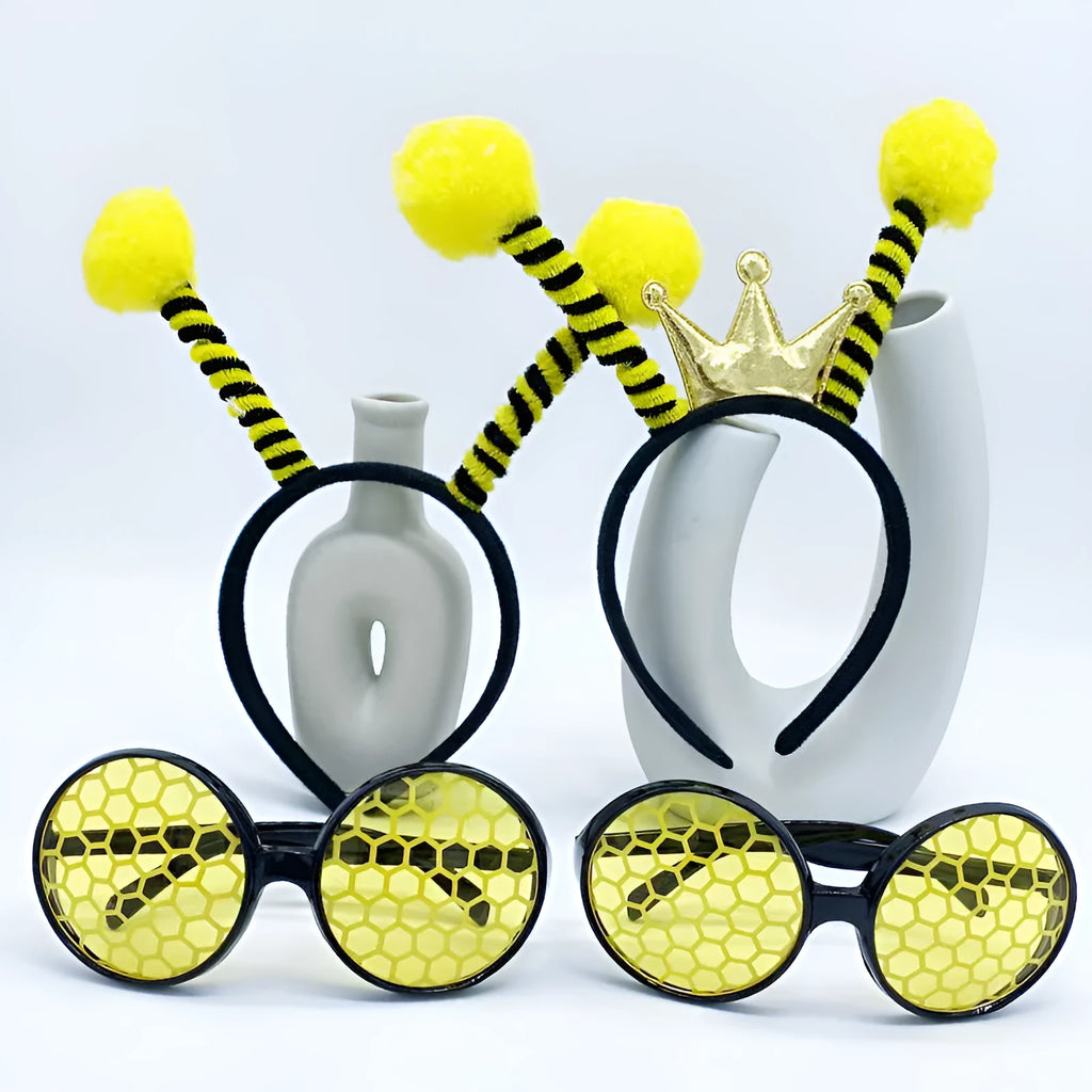 Children's handmade cloth bee butterfly ladybug costume headband and glasses set.