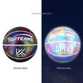 No. 7 holographic luminous reflective basketball with fluorescent design on court