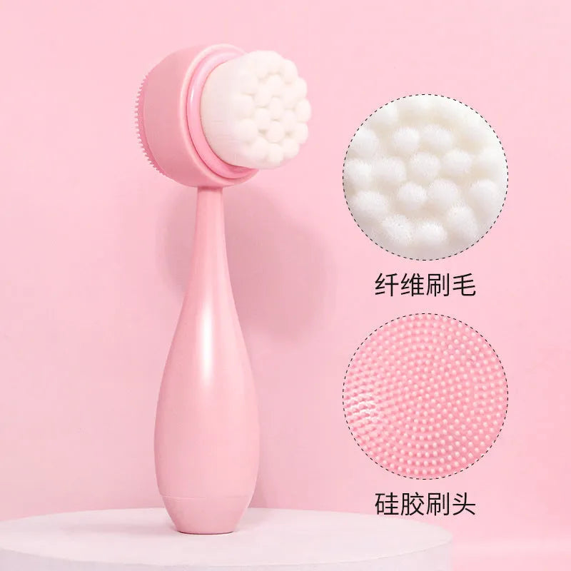 Facial brush set with keep dry hair band, plastic handle brush and four replacement brush heads