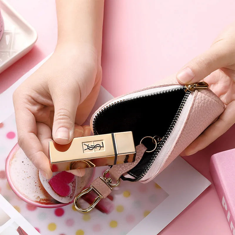 Men's waterproof PU key case with zipper closure in black grey pink macaron colours