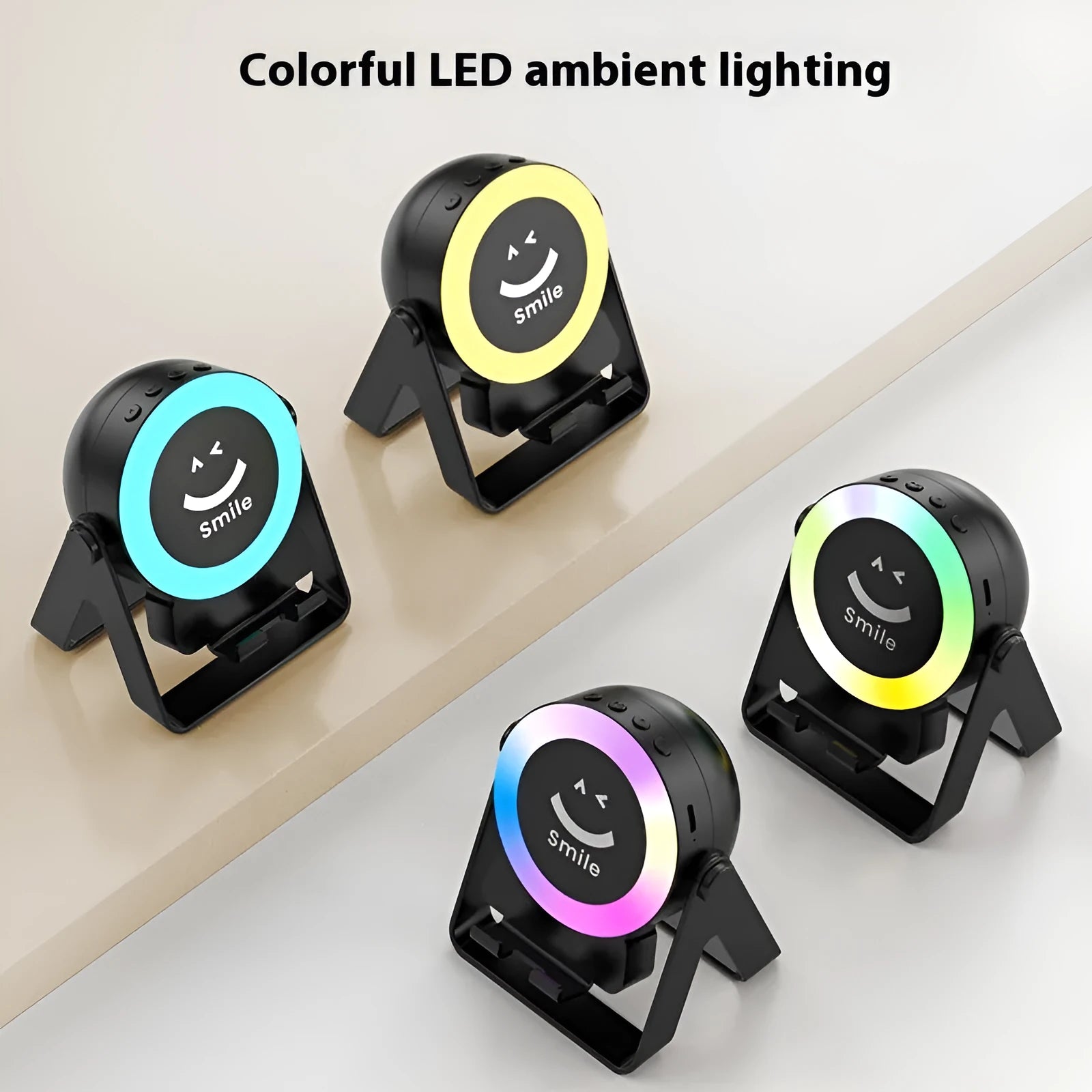 Black or white induction bracket Bluetooth speaker with LED lights and card slot