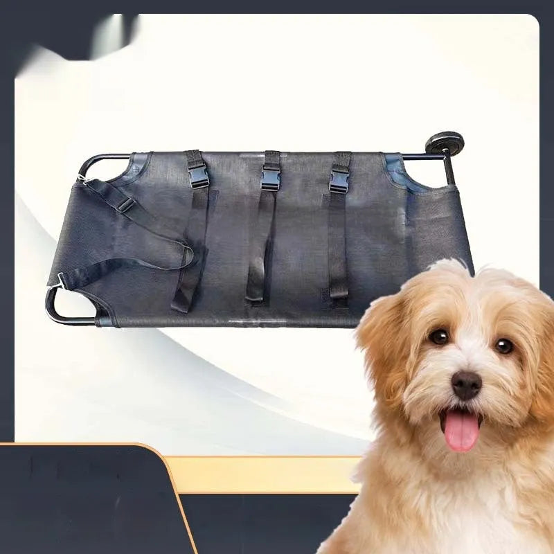 Large black aluminium alloy pet stretcher for emergency dog transport