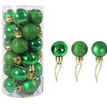 Shiny matte Christmas baubles in various colours showing 3cm diameter plastic electroplated decorations
