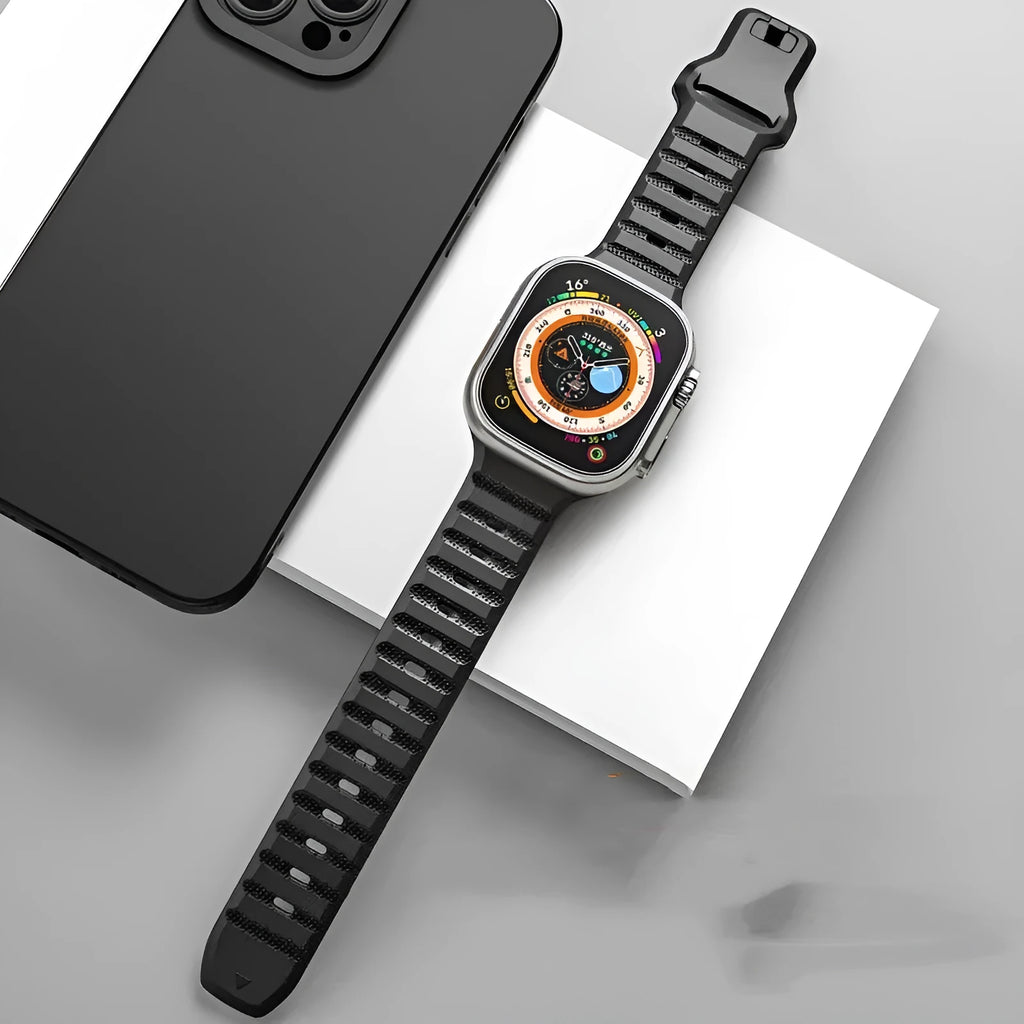 Fluoro rubber Apple Watch band in multiple colours with T buckle for Ultra and Series 1-8 models