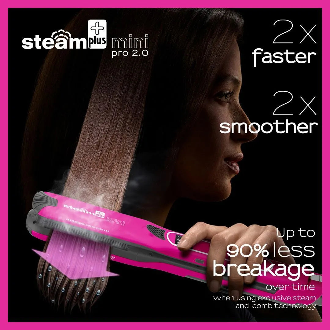 Mini steam splint spray hair straightener in three colour options for curling and straightening styles