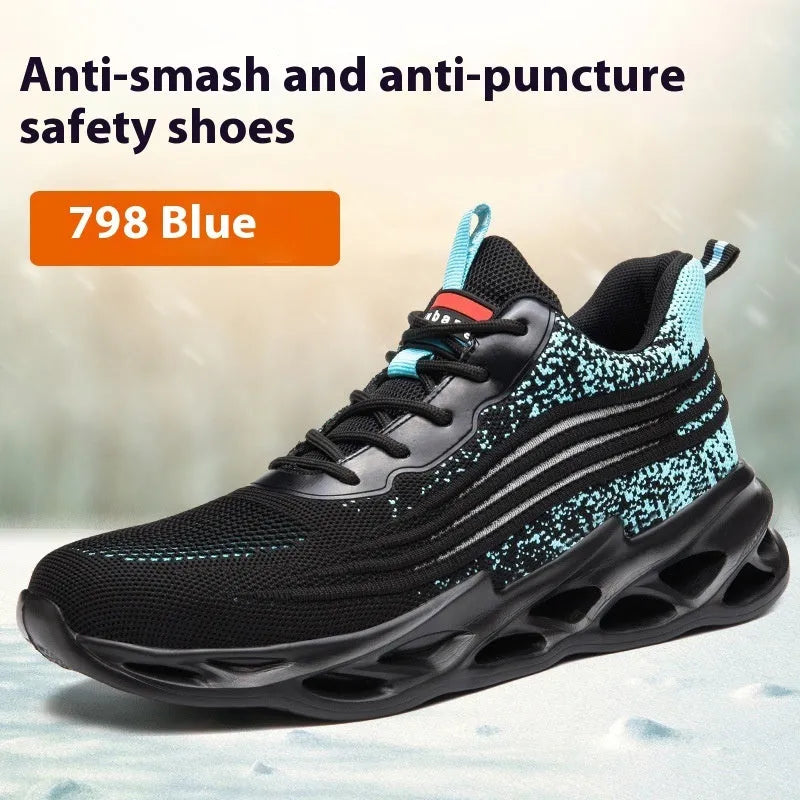 Labour protection shoes with leather upper and rubber sole in multiple colour options