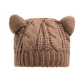 Hand made knitted wool beanie with 3D cat ears in red, black, beige, coffee, or yellow colour