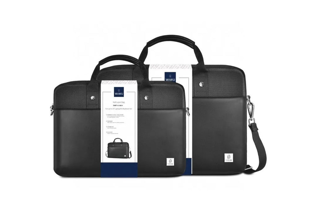 Black Oxford cloth laptop backpack with multiple organisational pockets and lock feature
