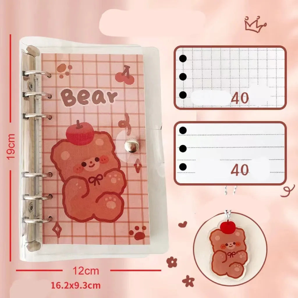 A6 loose-leaf notebook with girl heart character design, 80 sheets, 6-hole punch for student binders