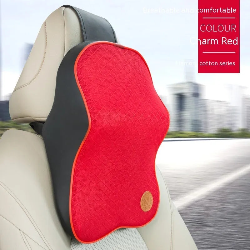 Memory foam car headrest pillow and lumbar support set in black colour option