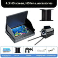Fish finder unit with 4.3-inch IPS screen showing underwater HD camera feed with night vision lights.