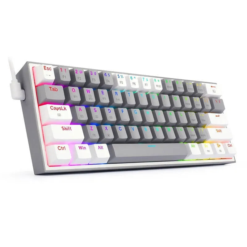 K617 RGB mechanical keyboard with white pink colour scheme showing backlit keys and multimedia function buttons