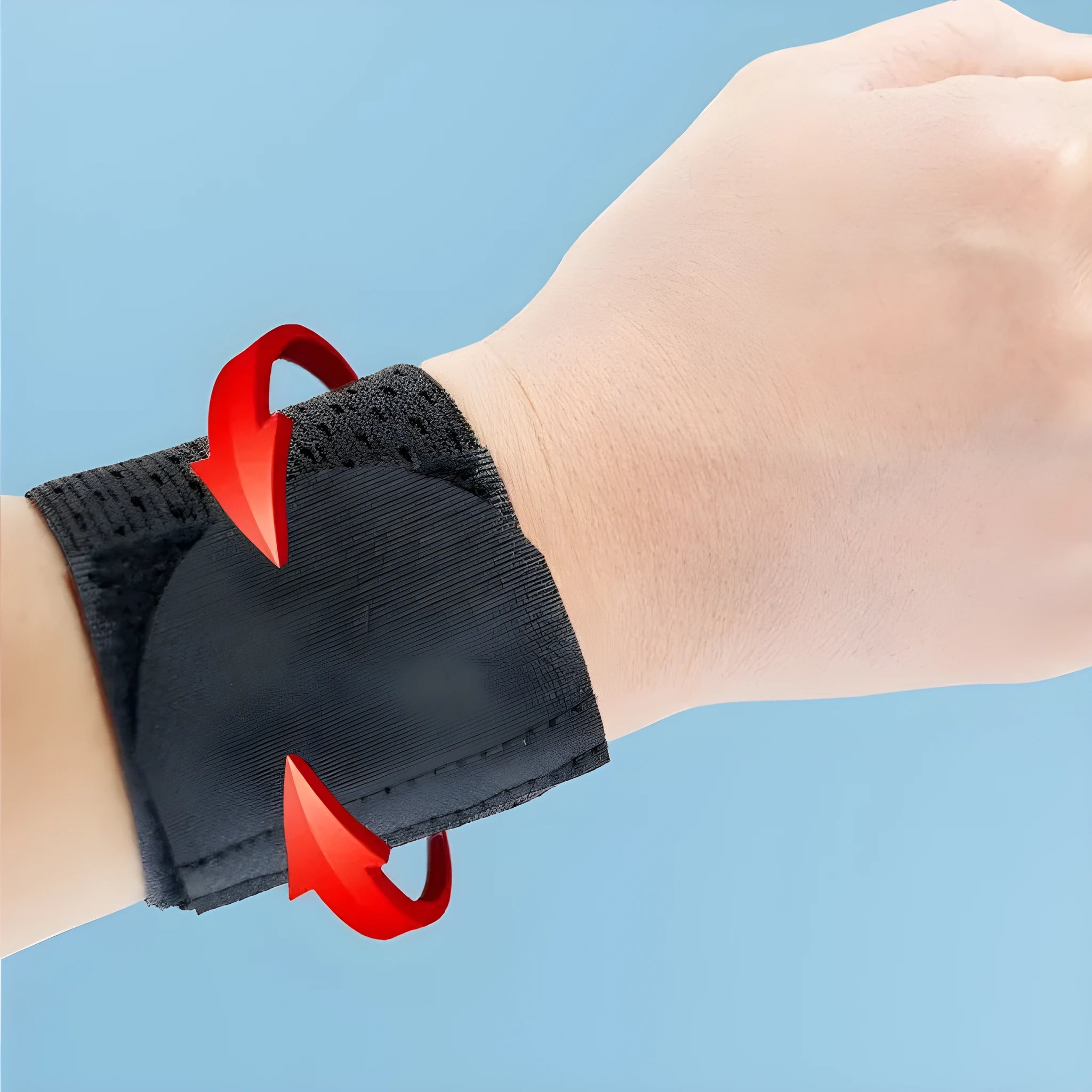 A high elastic breathable athletic wristguard shown in black, grey, and pink colour options.