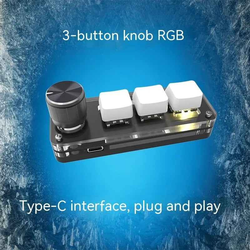 Black mini keyboard with RGB backlight and dedicated copy paste keys measuring 15cm wide