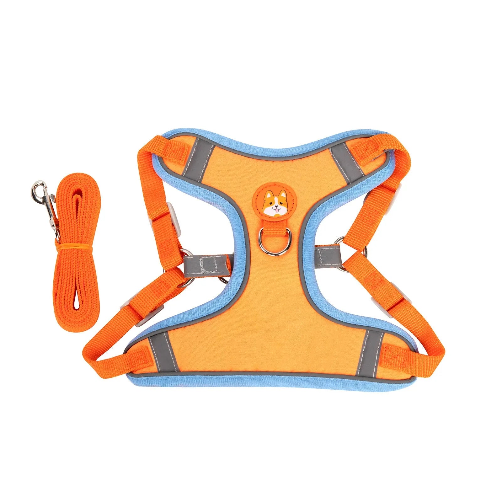 Purple adjustable dog harness with haulage rope and anti-breaking vest design