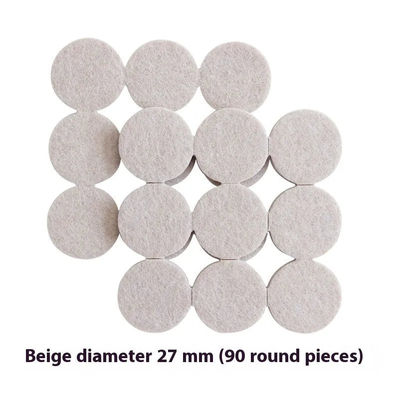 Beige plastic chair leg stoppers set with square and round floor protection pads in different sizes