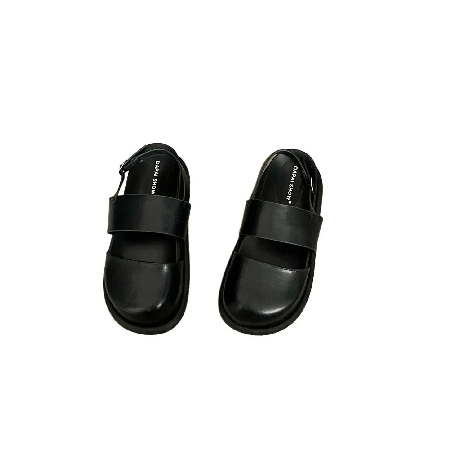 Retro women's closed toe sandals with an adjustable ankle buckle strap in apricot colour.