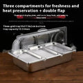 Stainless steel commercial dining plate display box with lid and multiple compartment configuration options