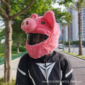 Pink cartoon pig plush hood for motorcycle helmet protection made from PV velvet cloth.