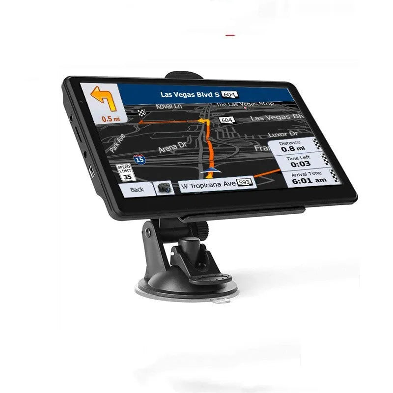 7 inch HD touchscreen car GPS navigation device mounted on dashboard bracket