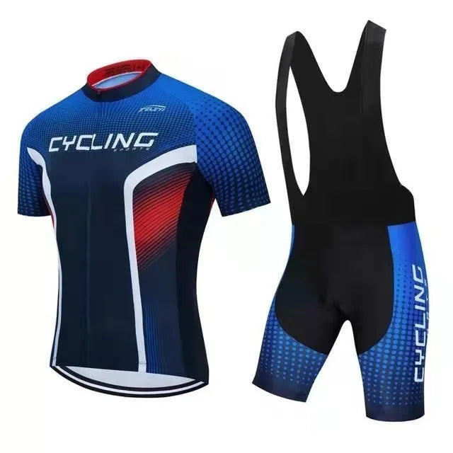 Men's and women's cycling jersey and pants set for summer biking in multiple colours