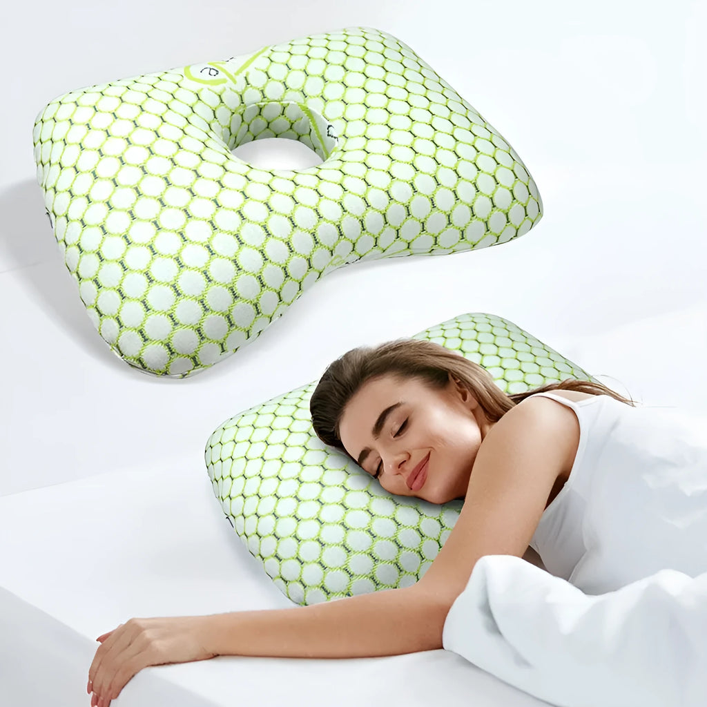 Single-hole ear pillow for salon use with detachable cover, shown in Boer Gray colour.