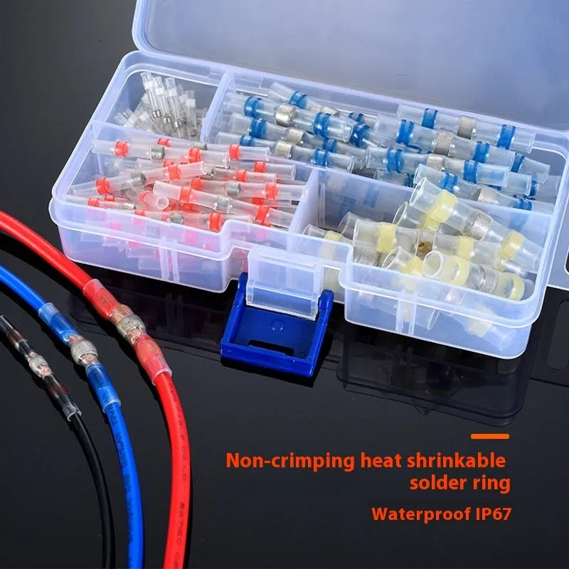 Coloured heat shrink solder ring terminal connector for waterproof 32 amp electrical connections